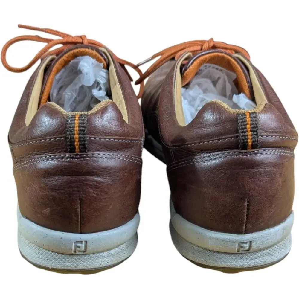 FOOTJOY FJ VERSALUXE Spikeless Golf Shoes Size 9.5 M Brown 57253 Orange